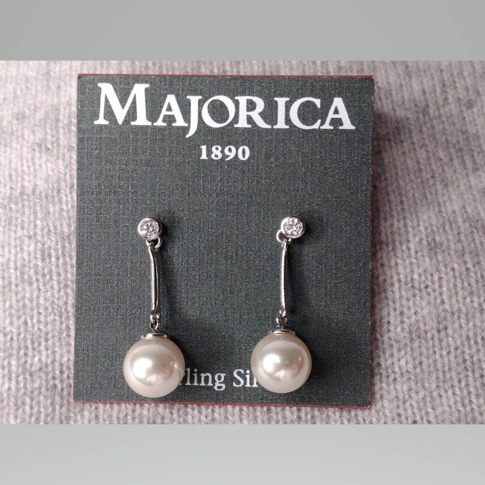 Majorica Sterling Silver Simulated Pearl Earrings